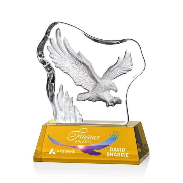 Spectacular Soaring Eagle molded into an Optical Crystal Iceberg and mounted... from ASI 84592 St Regis Group / St Regis