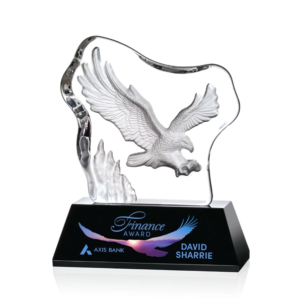 Spectacular Soaring Eagle molded into an Optical Crystal Iceberg and mounted... from ASI 84592 St Regis Group / St Regis