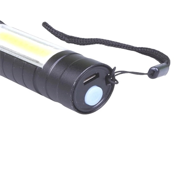 Black aluminum rechargeable mini LED flashlight with laser engraving on 1... from ASI 37218 Athena Promo (tm)