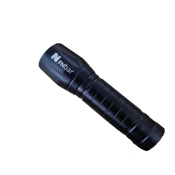 Black aluminum rechargeable mini LED flashlight with laser engraving on 1... from ASI 37218 Athena Promo (tm)