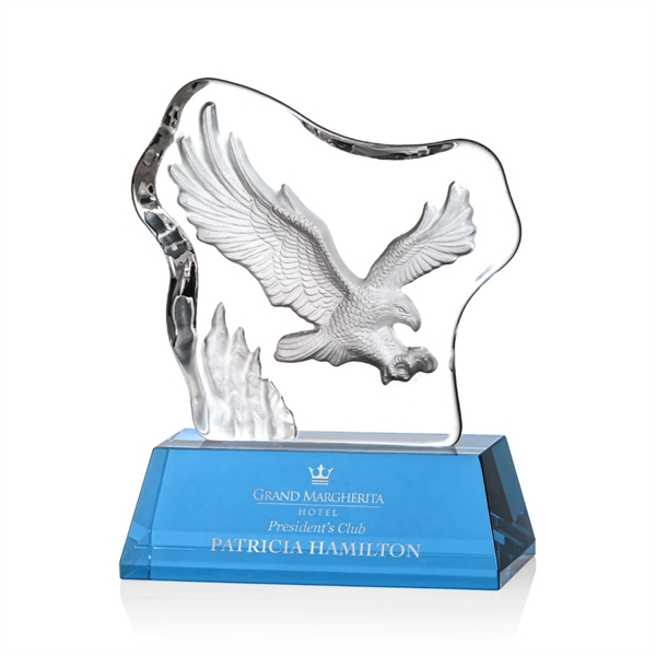 Spectacular Soaring Eagle molded into an Optical Crystal Iceberg and mounted... from ASI 84592 St Regis Group / St Regis