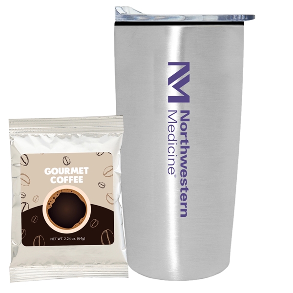 20 oz Stainless steel straight tumbler with plastic liner and gourmet... from ASI 71685 Midnite Snax® / Promo Revolution