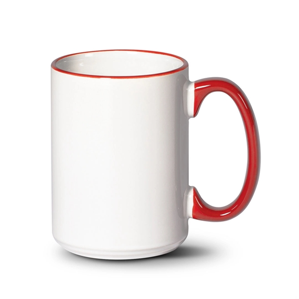 The Clancy ceramic mug, glazed in white, features a colorful... from ASI 84592 St Regis Group