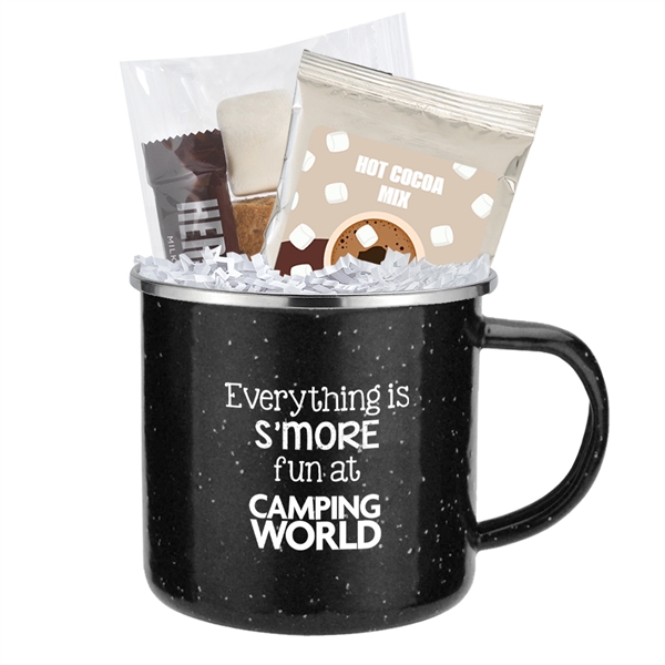 16 oz. Stainless Steel Speckled Camping Mug Gift Set filled with... from ASI 71685 Midnite Snax® / Promo Revolution