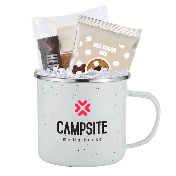 16 oz. Stainless Steel Speckled Camping Mug Gift Set filled with... from ASI 71685 Midnite Snax® / Promo Revolution