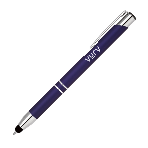 Aluminum click-action ballpoint pen with a bold colored rubber-finished barrel, chrome... from ASI 68190 Lungsal / Lungsal