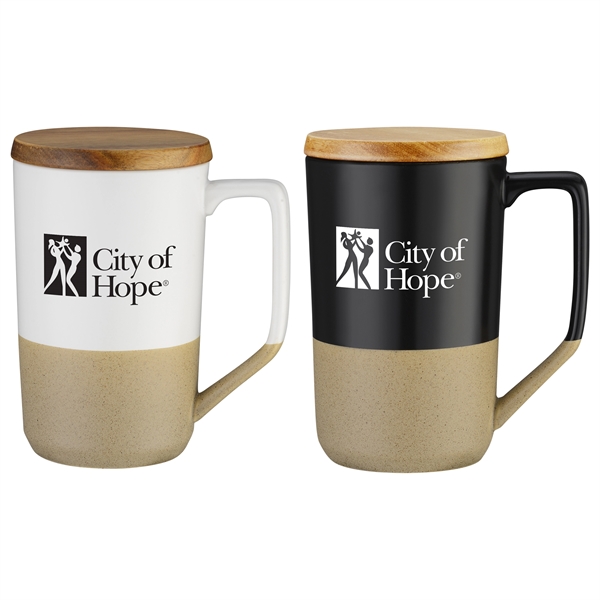 15oz Ceramic Mug Wood Lid... from ASI 44900 NC Custom (CI/Lanco) / Lanco