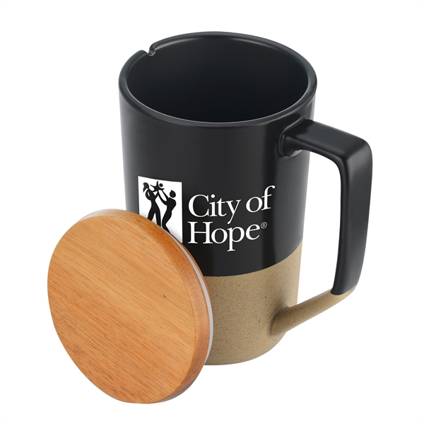 15oz Ceramic Mug Wood Lid... from ASI 44900 NC Custom (CI/Lanco) / Lanco