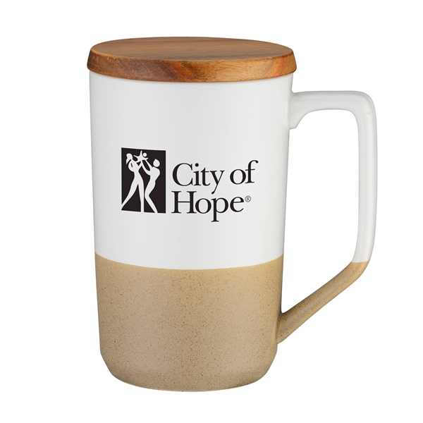 15oz Ceramic Mug Wood Lid... from ASI 44900 NC Custom (CI/Lanco) / Lanco