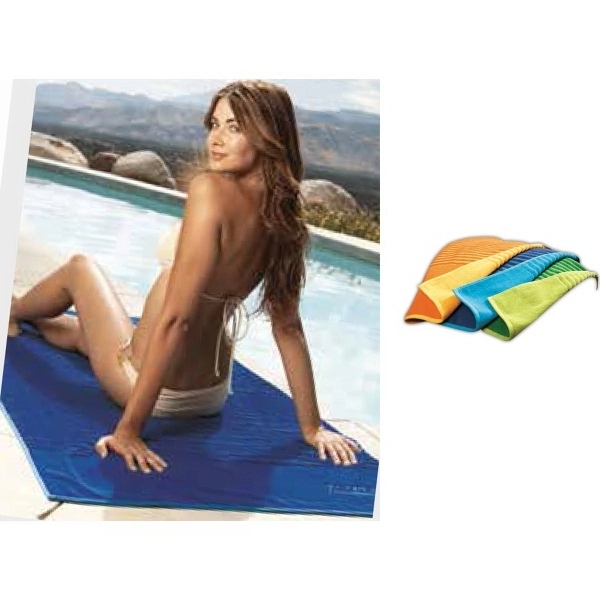 34" x 72" beach towel with complementary color patterns on either... from ASI 91605 Towel Specialties