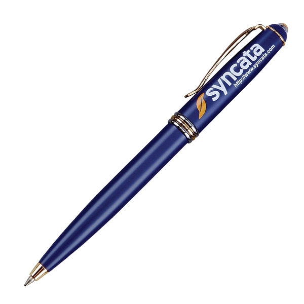 Brass twist-action ballpoint pen with a matte coated finish and polished... from ASI 68190 Lungsal / Lungsal
