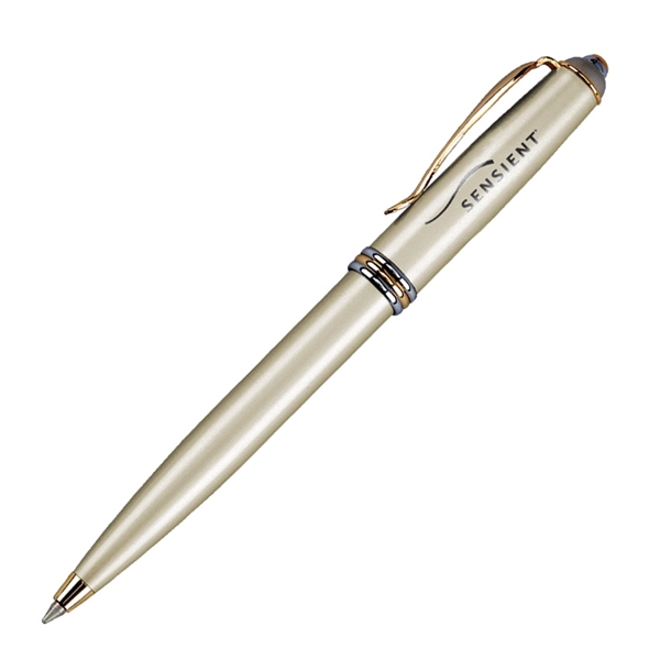 Brass twist-action ballpoint pen with a matte coated finish and polished... from ASI 68190 Lungsal / Lungsal