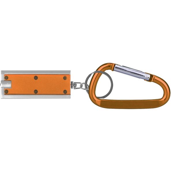 Slim rectangular flash light with swivel key chain and carabiner... from ASI 74585 Nu Promo International / Nu Promo Line
