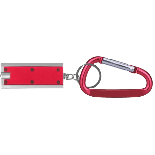 Slim rectangular flash light with swivel key chain and carabiner... from ASI 74585 Nu Promo International / Nu Promo Line