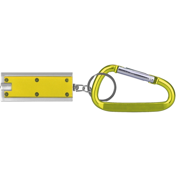 Slim rectangular flash light with swivel key chain and carabiner... from ASI 74585 Nu Promo International / Nu Promo Line