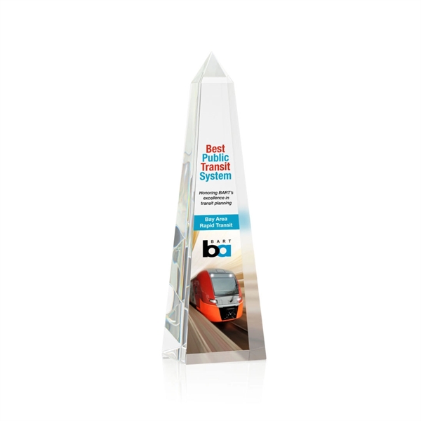 Optical clear crystal obelisk VividPrint™ award.... from ASI 84592 St Regis Group / St Regis