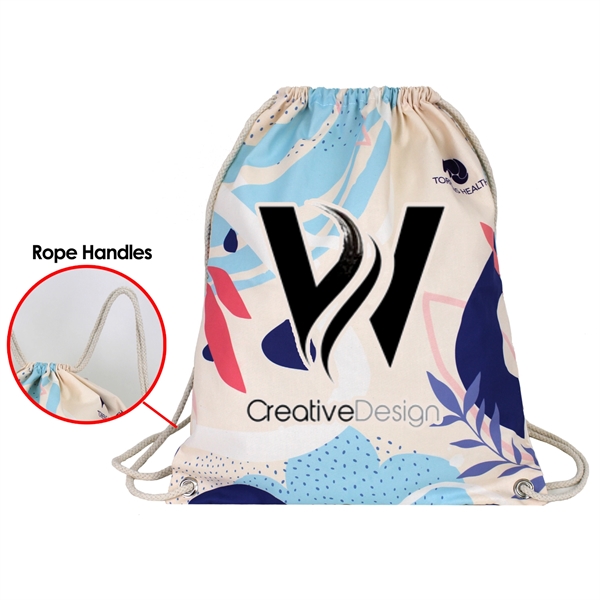 15" x 18" 5-ounce cotton drawstring backpack with rope handles and... from ASI 37980 Bagworld