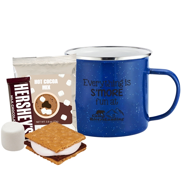 Deluxe 16 oz. Stainless Steel Speckled Camping Mug Gift Set filled... from ASI 71685 Midnite Snax® / Promo Revolution