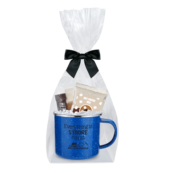 Deluxe 16 oz. Stainless Steel Speckled Camping Mug Gift Set filled... from ASI 71685 Midnite Snax® / Promo Revolution