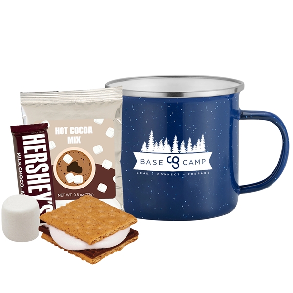 Deluxe 16 oz. Stainless Steel Speckled Camping Mug Gift Set filled... from ASI 71685 Midnite Snax® / Promo Revolution