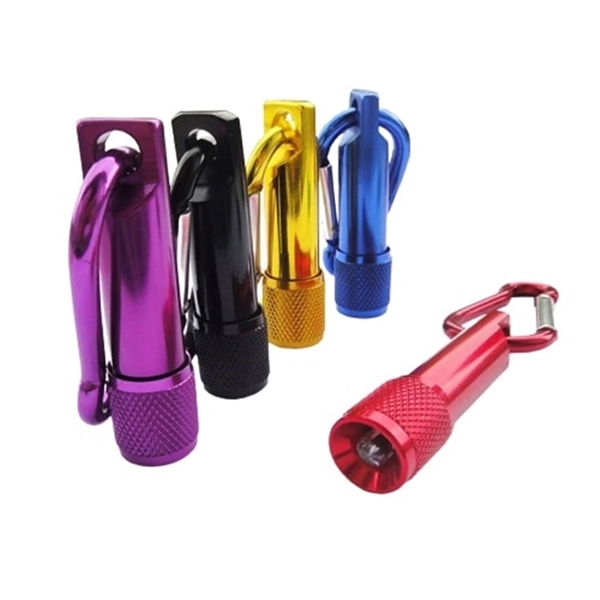 Mini flashlight with carabiner made of aluminum with free imprint and... from ASI 37218 Athena Promo (tm)