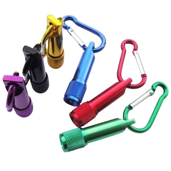 Mini flashlight with carabiner made of aluminum with free imprint and... from ASI 37218 Athena Promo (tm)