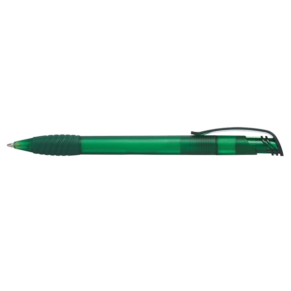 Plastic ballpoint pen with translucent barrel and rubber grip section.... from ASI 39552 BEL Promo