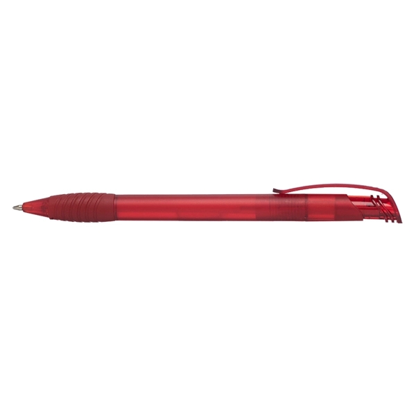 Plastic ballpoint pen with translucent barrel and rubber grip section.... from ASI 39552 BEL Promo
