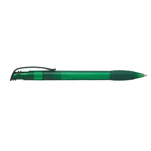 Plastic ballpoint pen with translucent barrel and rubber grip section.... from ASI 39552 BEL Promo