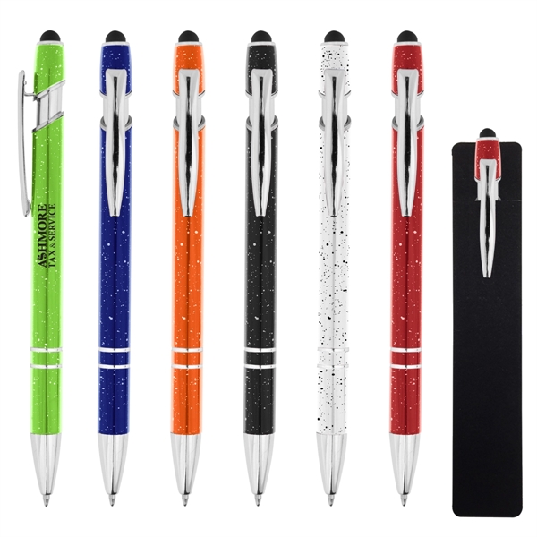 Aluminum plunger-action ballpoint pen with stylus and storage sleeve.... from ASI 61125 Hit Promotional Products / Hit®