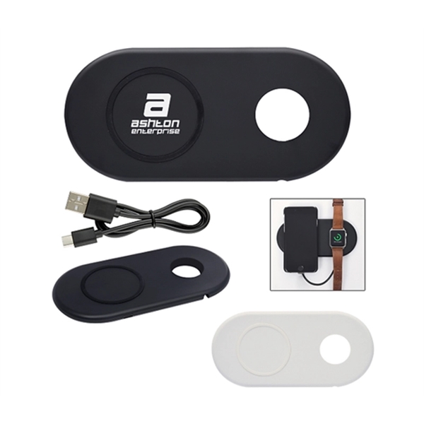 2-in-1 phone and watch wireless charger with 1 color of pad... from ASI 37218 Athena Promo (tm)