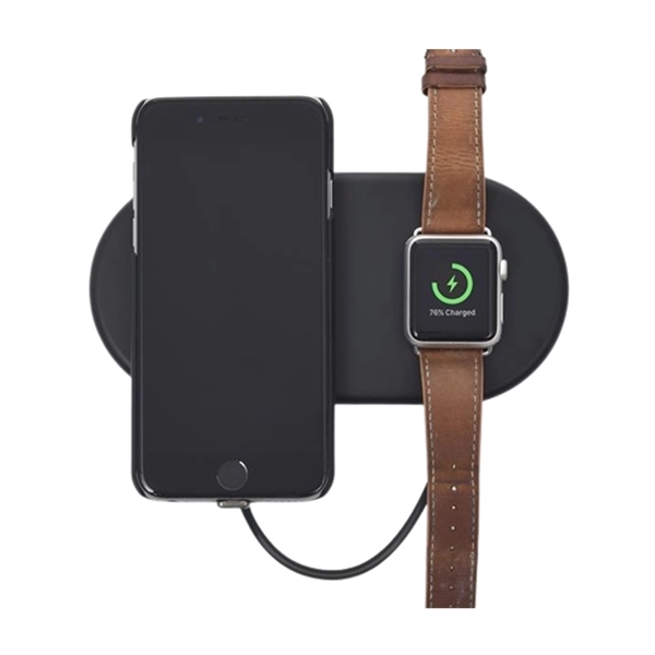 2-in-1 phone and watch wireless charger with 1 color of pad... from ASI 37218 Athena Promo (tm)