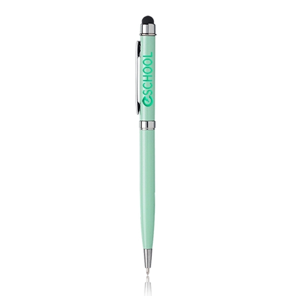 Aluminum ballpoint pen with twist-action mechanism and stylus tip.... from ASI 39552 BEL Promo