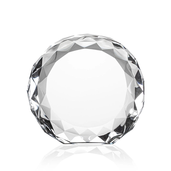 Optic crystal round award with faceted edges and a flat bottom.... from ASI 84592 St Regis Group / St Regis