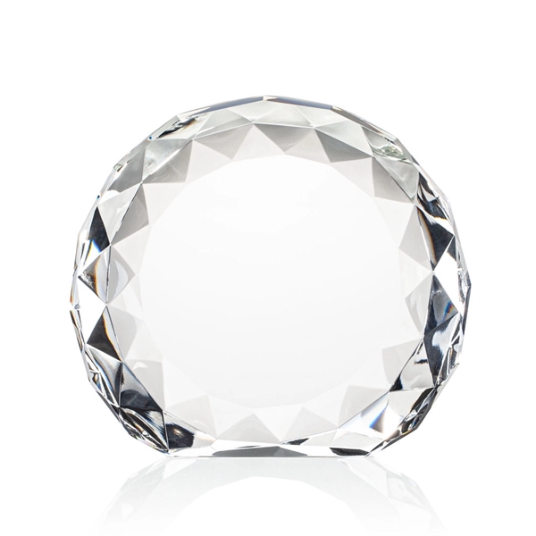 Optic crystal round award with faceted edges and a flat bottom.... from ASI 84592 St Regis Group / St Regis