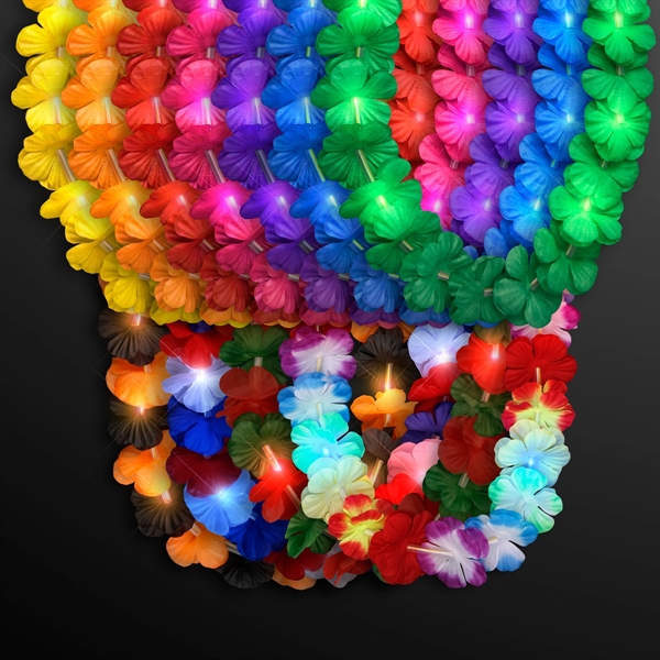 LED Light Up Flashing Hawaiian Flower Lei Party Necklaces, Blank Stock... from ASI 34194 ALightPromos / Alight Promotional Products