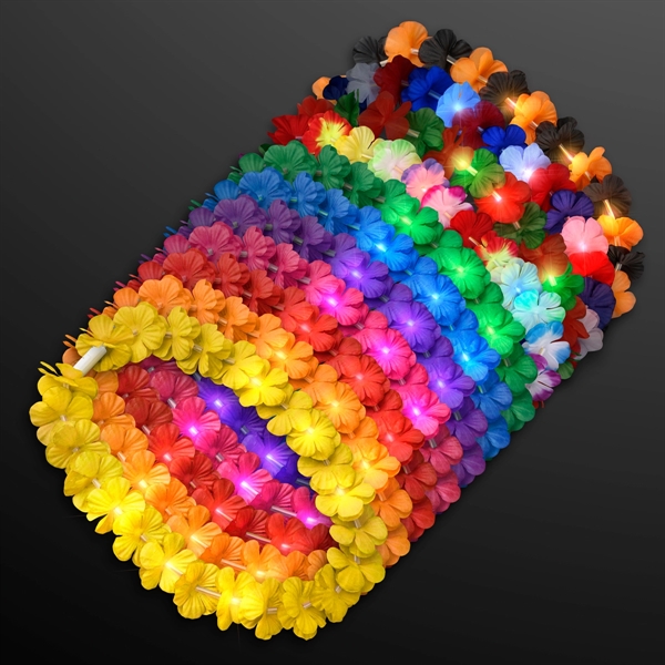 LED Light Up Flashing Hawaiian Flower Lei Party Necklaces, Blank Stock... from ASI 34194 ALightPromos / Alight Promotional Products