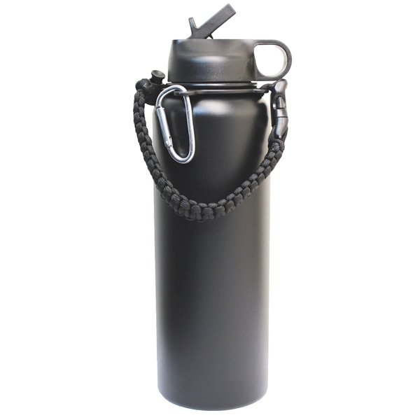 Stainless steel vacuum bottle with paracord/ straw spout, 40 Oz... from ASI 36988 Artek USA Inc