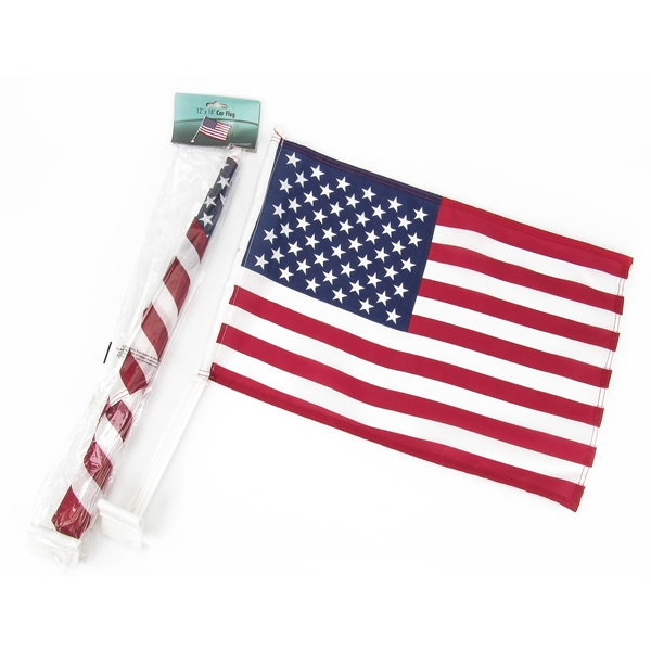 18" x 12" American flag with clip attachment for car window.... from ASI 79370 The Premium Line / The Premium Line