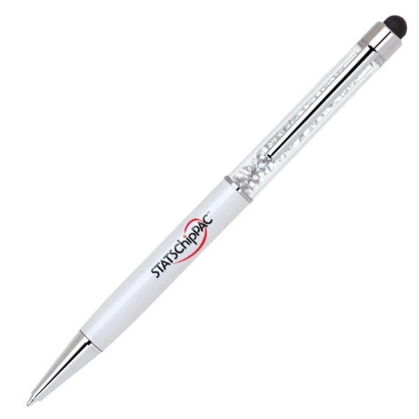 Brass twist-action ballpoint pen with a sparkling clear crystal insert in... from ASI 68190 Lungsal