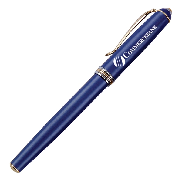 Twist action brass ballpoint pen with gold accents and matte coated... from ASI 40544 Binaco / Binaline