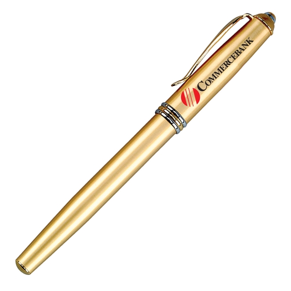 Twist action brass ballpoint pen with gold accents and matte coated... from ASI 40544 Binaco / Binaline