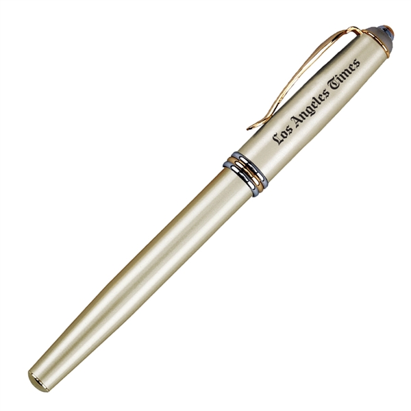 Twist action brass ballpoint pen with gold accents and matte coated... from ASI 40544 Binaco / Binaline