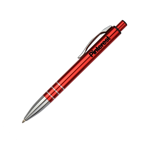 Stylish click action aluminum ballpoint pen with polished silver accents.... from ASI 40544 Binaco