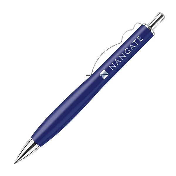 Brass click-action ballpoint pen with a lacquer-coated barrel, wavy design chrome... from ASI 68190 Lungsal / Lungsal