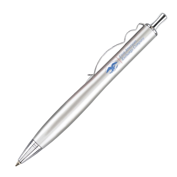 Brass click-action ballpoint pen with a lacquer-coated barrel, wavy design chrome... from ASI 68190 Lungsal / Lungsal