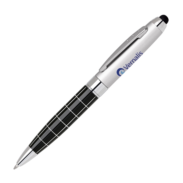 Wide body brass ballpoint pen with a refined grid design, sleek... from ASI 68190 Lungsal / Lungsal