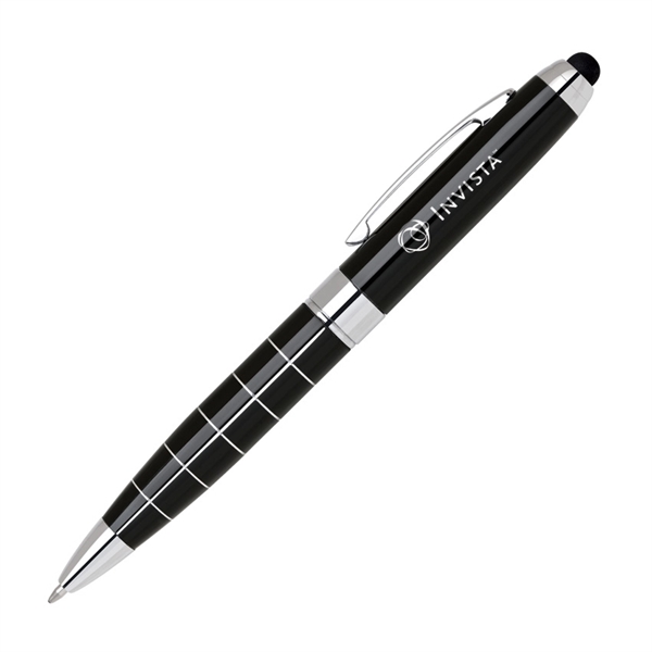 Wide body brass ballpoint pen with a refined grid design, sleek... from ASI 68190 Lungsal / Lungsal