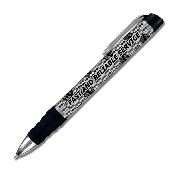 Patented twist-action ballpoint pen with aluminum logo plate and colored comfort... from ASI 68190 Lungsal / Lungsal
