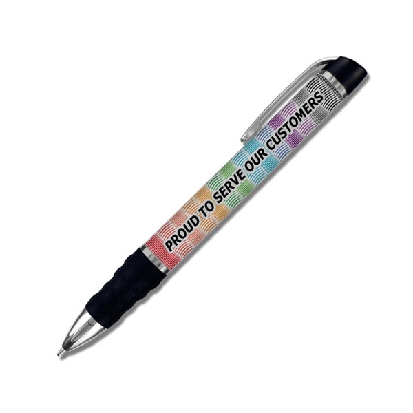 Patented twist-action ballpoint pen with aluminum logo plate and colored comfort... from ASI 68190 Lungsal / Lungsal